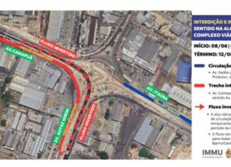 Obra da Prefeitura de Manaus no viaduto ‘Saci’ deixa trânsito caótico