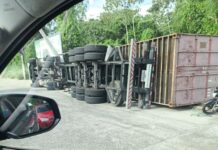 Carreta tomba, atinge poste e afeta trânsito no Distrito Industrial