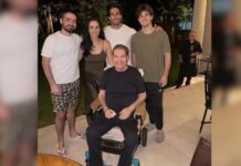 Faustão faz rara aparição em cadeira de rodas no aniversário da filha