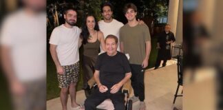 Faustão faz rara aparição em cadeira de rodas no aniversário da filha