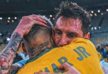 Neymar homenageia Messi antes da despedida da seleção argentina